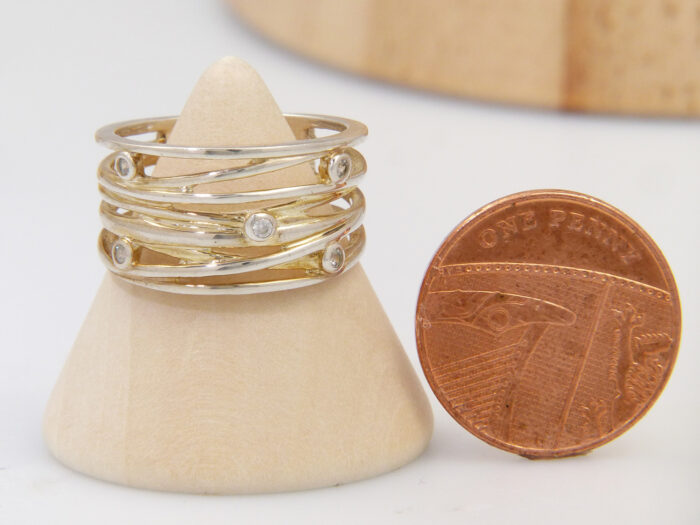 Vintage silver nest ring wrapped ring quartz 5