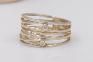 Vintage silver nest ring wrapped ring quartz 7