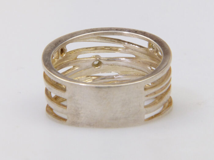 Vintage silver nest ring wrapped ring quartz 9