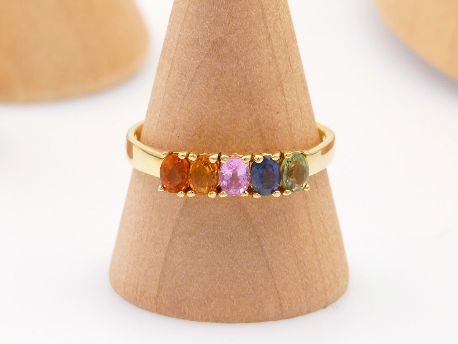 Gold Ring Pink Green Orange Yellow Sapphire 1