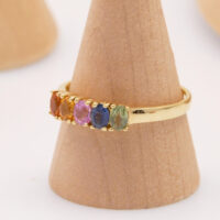 Gold Ring Pink Green Orange Yellow Sapphire 3