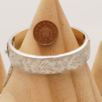 Heavy Floral Bangle Safety Chain Hallmark 1970 2