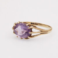 Kunzite Gold Ring Modernist hallmarked 1971 11