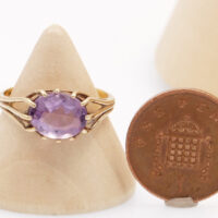 Kunzite Gold Ring Modernist hallmarked 1971 2