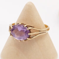 Kunzite Gold Ring Modernist hallmarked 1971 3