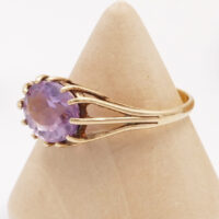 Kunzite Gold Ring Modernist hallmarked 1971 4