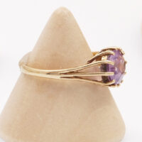 Kunzite Gold Ring Modernist hallmarked 1971 7