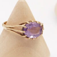 Kunzite Gold Ring Modernist hallmarked 1971 8