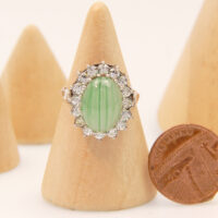 Prehnite Chrysoprase Ring Gold Silver Vintage Halo 2