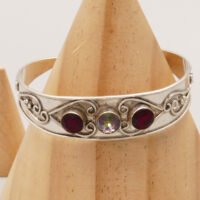 Silver Cuff Bangle Mystic Topaz and Garnets