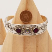 Silver Cuff Bangle Mystic Topaz and Garnets 2