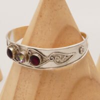 Silver Cuff Bangle Mystic Topaz and Garnets 3