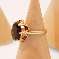 Smoky quartz Gold Cocktail Ring London 1981 hallmark 3