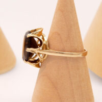 Smoky quartz Gold Cocktail Ring London 1981 hallmark 4