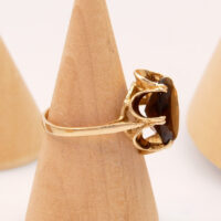 Smoky quartz Gold Cocktail Ring London 1981 hallmark 5