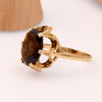 Smoky quartz Gold Cocktail Ring London 1981 hallmark 9