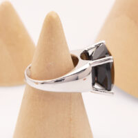 Vintage Black Stone Onyx Cocktail Silver Ring 5