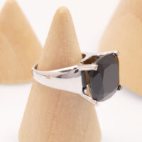 Vintage Black Stone Onyx Cocktail Silver Ring 6