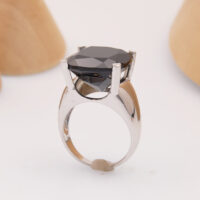 Vintage Black Stone Onyx Cocktail Silver Ring 9