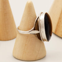 Vintage Black Sunstone Silver Ring Hallmark 1996 4