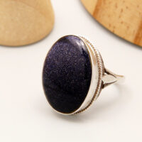 Vintage Black Sunstone Silver Ring Hallmark 1996 6