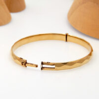 Vintage Gold Bangle Rolled Diamnod Cut Hallmarked 6