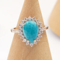 Vintage Hemimorphite Green Blue Stone Silver Ring 1