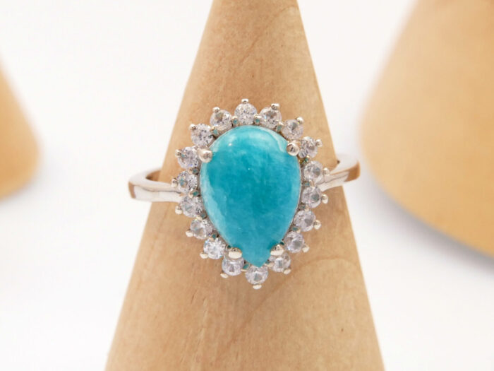 Vintage Hemimorphite Green Blue Stone Silver Ring 1