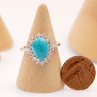 Vintage Hemimorphite Green Blue Stone Silver Ring 2