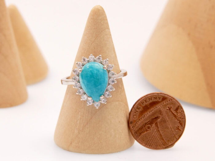 Vintage Hemimorphite Green Blue Stone Silver Ring 2