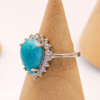 Vintage Hemimorphite Green Blue Stone Silver Ring 3