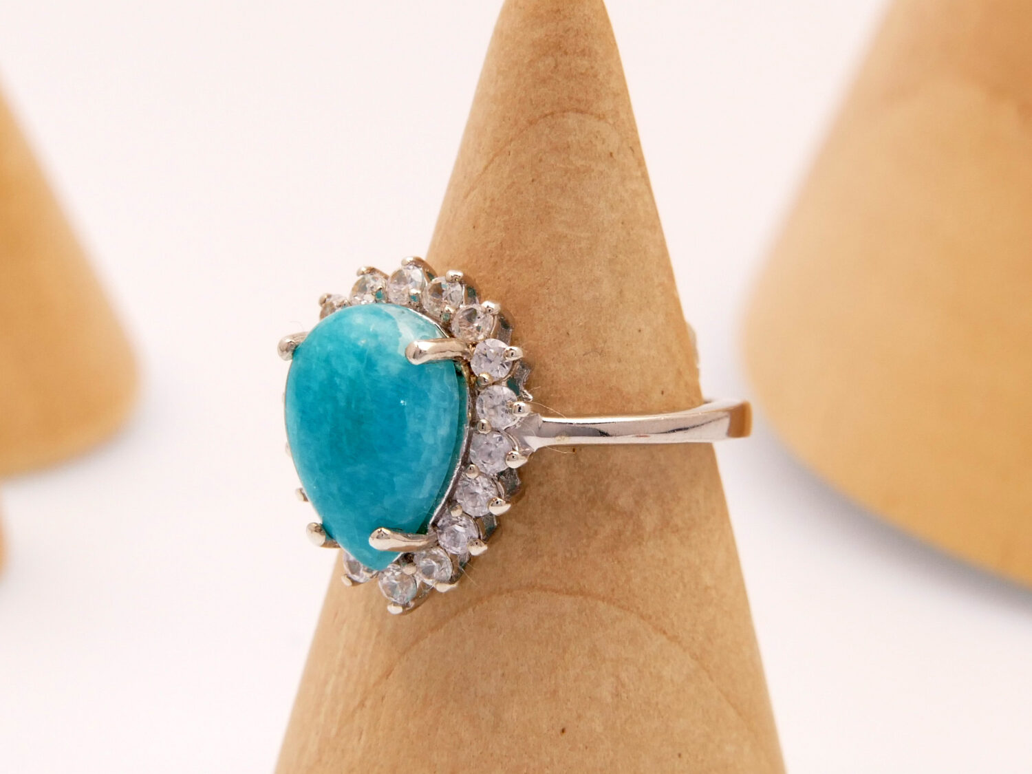 Vintage Hemimorphite Green Blue Stone Silver Ring 3