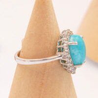 Vintage Hemimorphite Green Blue Stone Silver Ring 5