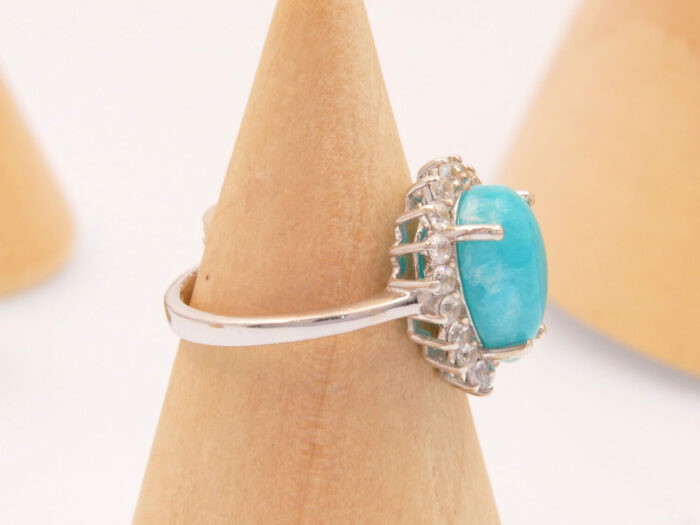 Vintage Hemimorphite Green Blue Stone Silver Ring 5