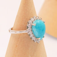 Vintage Hemimorphite Green Blue Stone Silver Ring 6