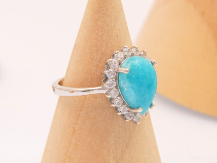 Vintage Hemimorphite Green Blue Stone Silver Ring 6