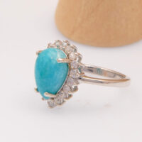 Vintage Hemimorphite Green Blue Stone Silver Ring 7