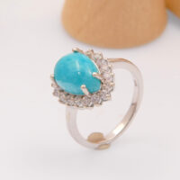 Vintage Hemimorphite Green Blue Stone Silver Ring 8