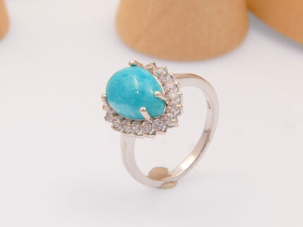 Vintage Hemimorphite Green Blue Stone Silver Ring 8