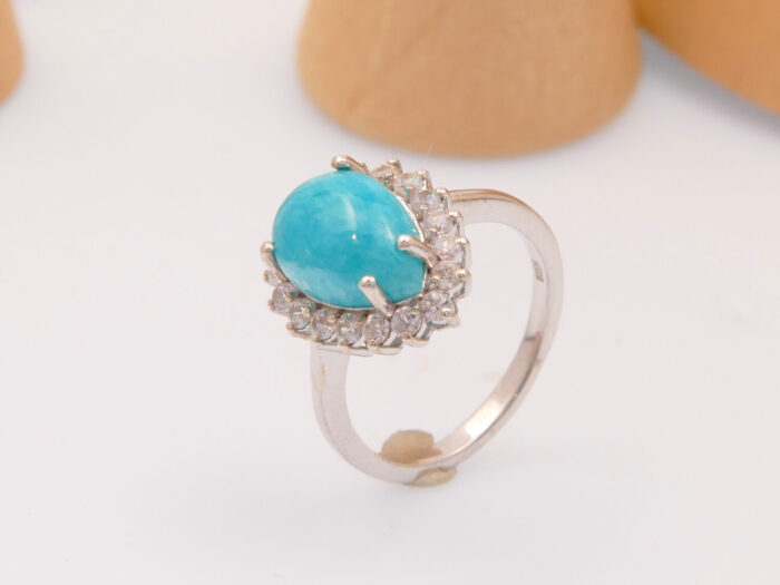 Vintage Hemimorphite Green Blue Stone Silver Ring 8