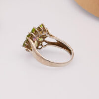 Vintage Peridot Amethyst Daisy Flower Silver Ring 8