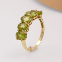 Vintage Peridot Gold Plated Silver Ring 10