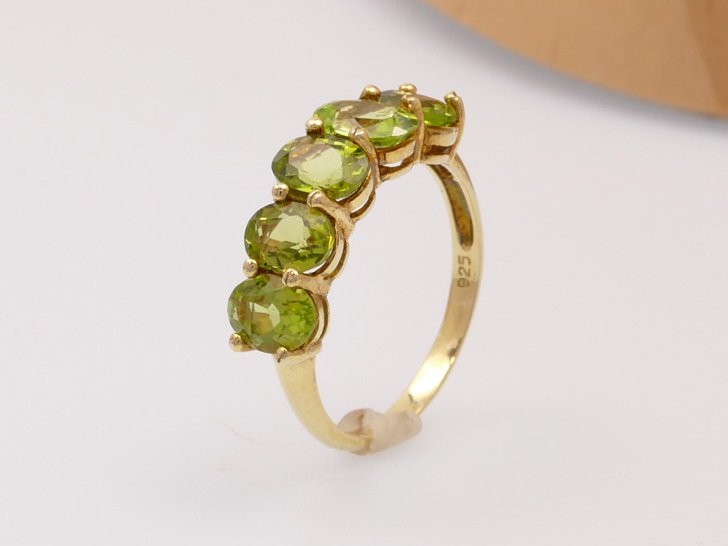 Vintage Peridot Gold Plated Silver Ring 10