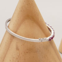 Vintage Silver Bangle with Ruby Diamond 4