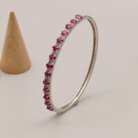 Vintage Silver Bangle with Ruby Diamond 8