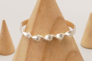 Vintage Silver Twisted Cuff Bangle Adjustable 1