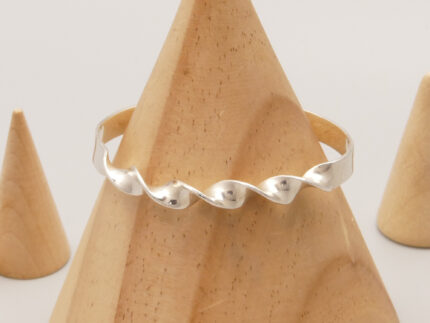Vintage Silver Twisted Cuff Bangle Adjustable 1