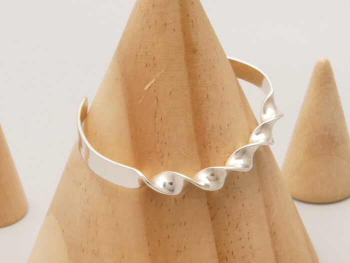 Vintage Silver Twisted Cuff Bangle Adjustable 6