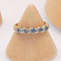 Vintage aqua marine diamond gold ring eternity 2