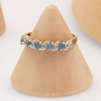 Vintage aqua marine diamond gold ring eternity 3